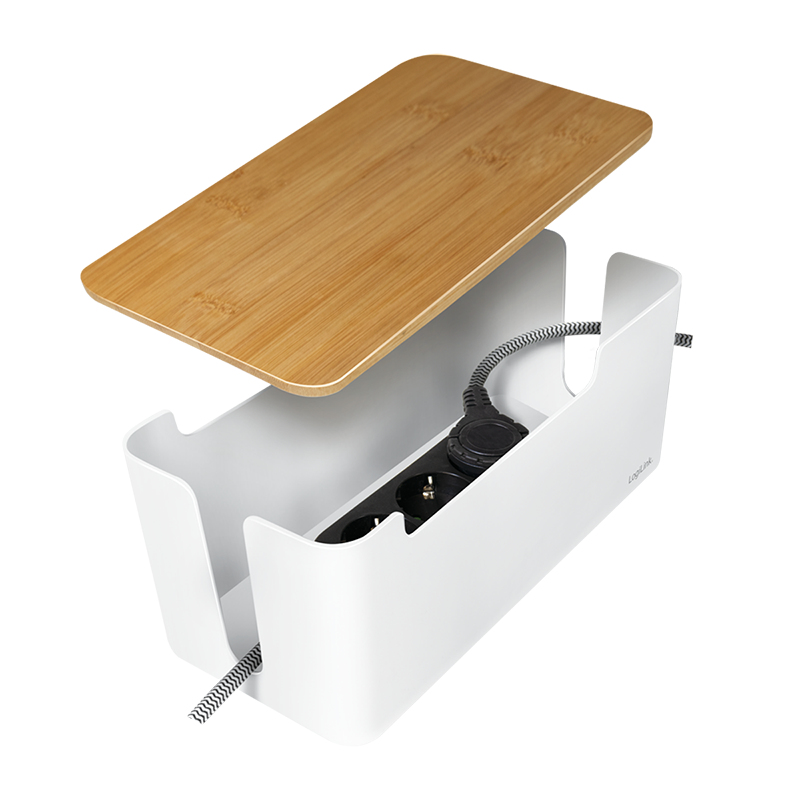 EU Product - Kabelbox wei� mit Bambus-Deckel 320x140x130mm thumbnail