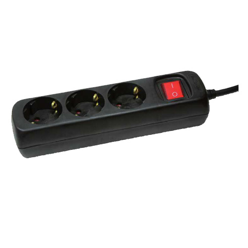 EU Product - Steckdosenleiste 3-fach, 1,4m, schwarz m. Schalter thumbnail