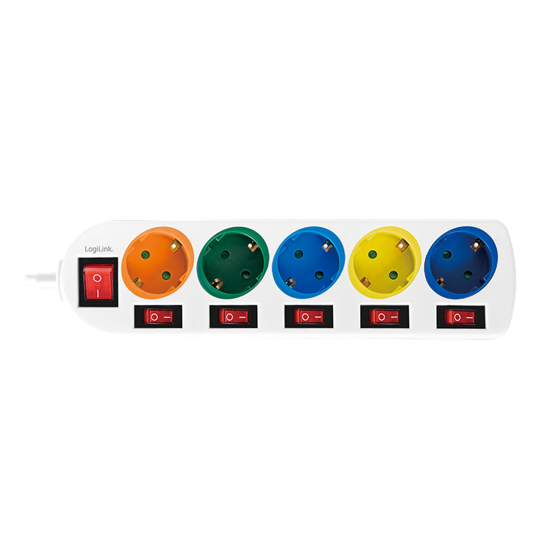 EU Product - Steckdosenleiste 5-fach,5xCEE 7/3,m. 6Schalter,bunt thumbnail