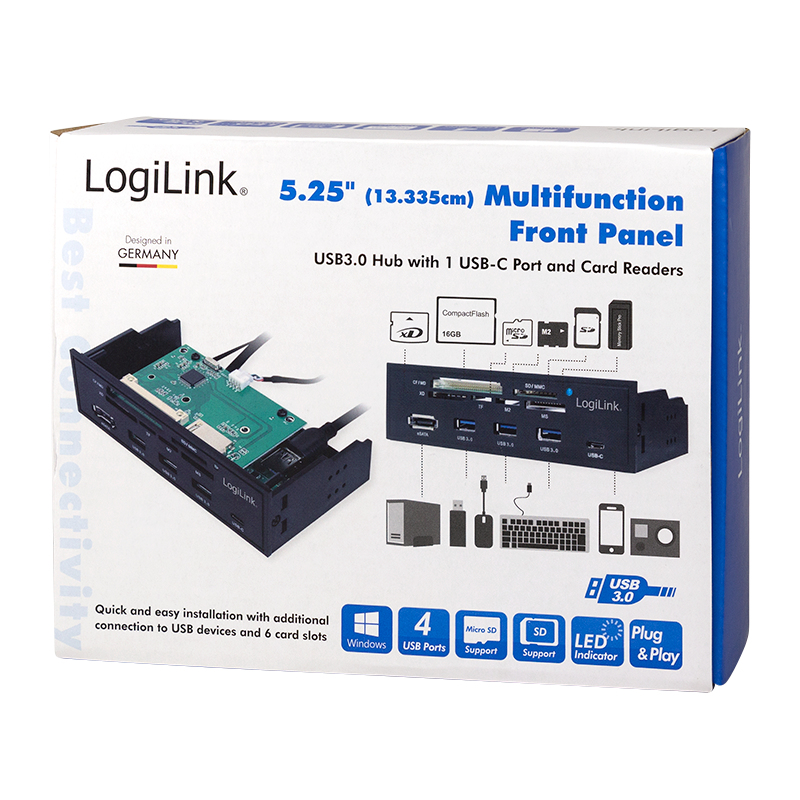 EU Product - USB HUB 3.0 mit 6-fach Kartenleser schwarz thumbnail