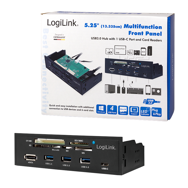 EU Product - USB HUB 3.0 mit 6-fach Kartenleser schwarz thumbnail