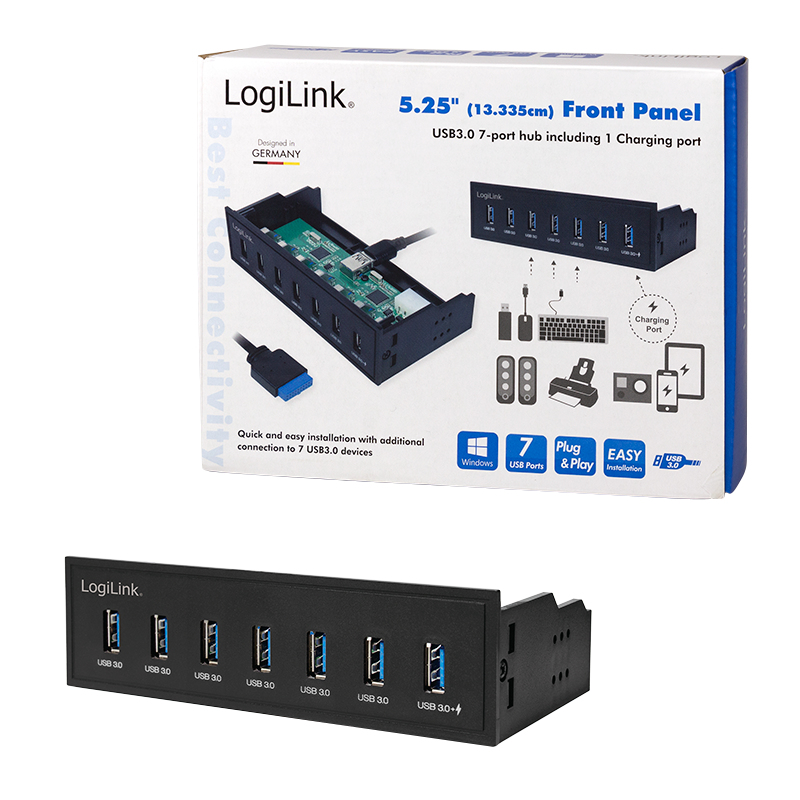 EU Product - USB HUB 3.0, 7-Port, 5,25