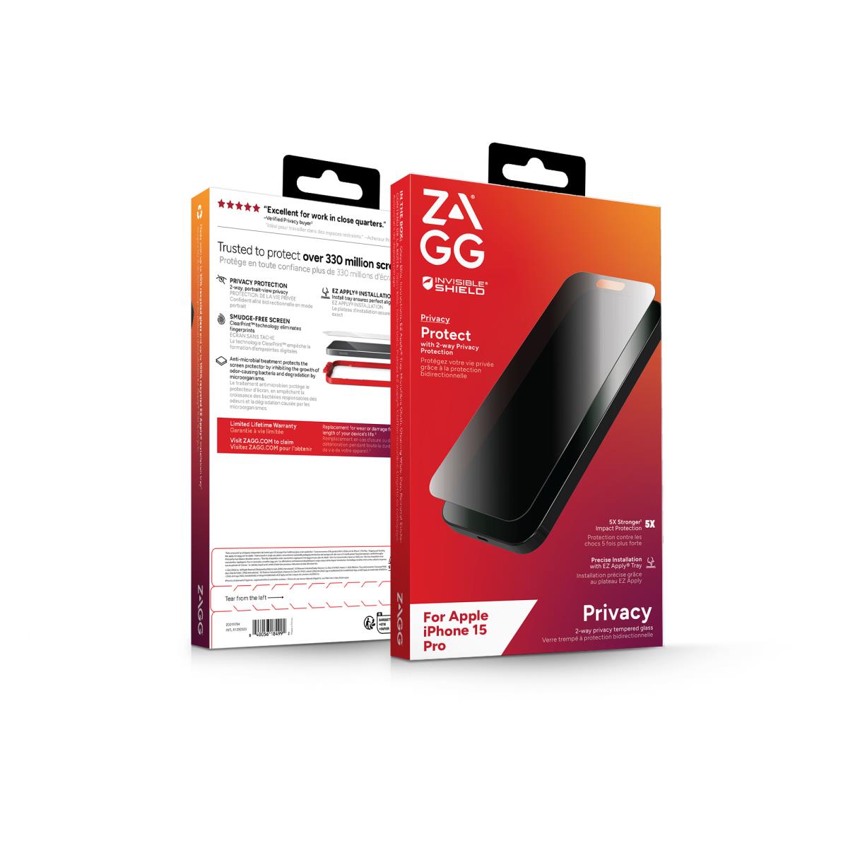 EU Product - InvisibleShield Glass Elite iPhone 15 Pro Privacy Screen Protector thumbnail