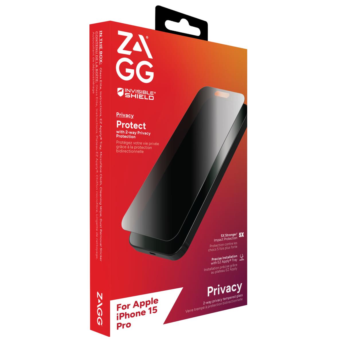 EU Product - InvisibleShield Glass Elite iPhone 15 Pro Privacy Screen Protector thumbnail