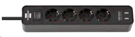 EU Product - Steckdosenleiste  Ecolor 4x+USB schwarz 1.5m thumbnail