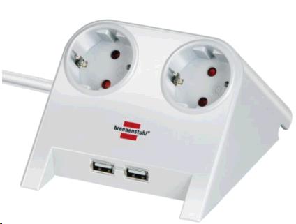 EU Product - Tischsteckdose   2x 2-USB Ports 2100mA wei� thumbnail