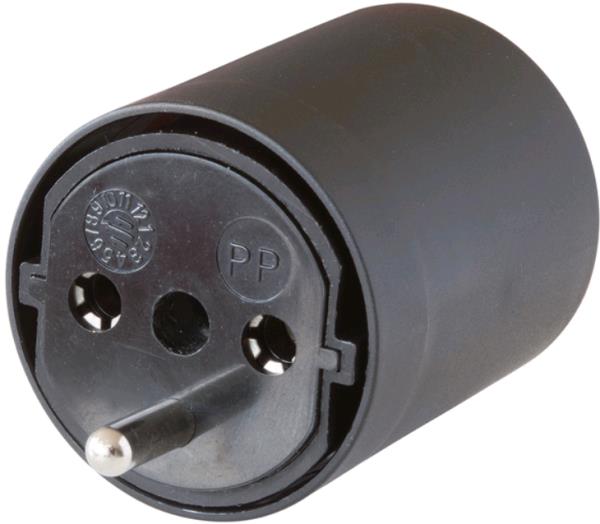 EU Product - FIX-Adapter DE/CH schwarz 230V 3pol T12-Schuko thumbnail