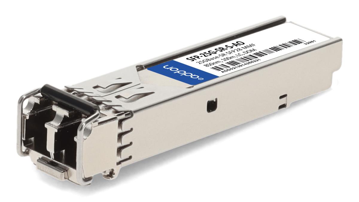 AddOn - SFP28 transceiver module (equivalent to: Cisco SFP-25G-SR-S) - 25GbE - 25GBase-SR - LC multi-mode - up to 100 m - 850 nm - TAA Compliant thumbnail