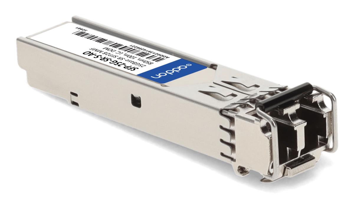 AddOn - SFP28 transceiver module (equivalent to: Cisco SFP-25G-SR-S) - 25GbE - 25GBase-SR - LC multi-mode - up to 100 m - 850 nm - TAA Compliant thumbnail