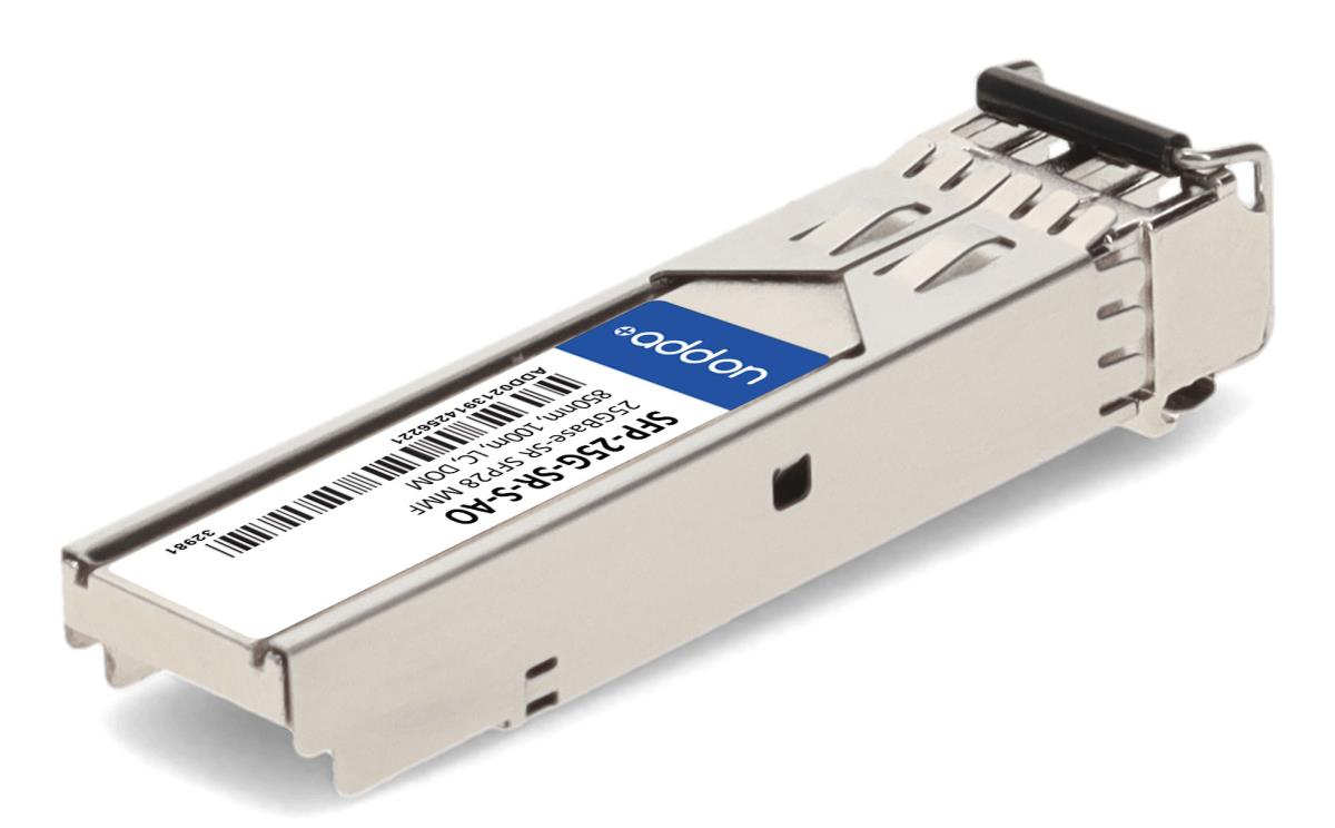 AddOn - SFP28 transceiver module (equivalent to: Cisco SFP-25G-SR-S) - 25GbE - 25GBase-SR - LC multi-mode - up to 100 m - 850 nm - TAA Compliant thumbnail