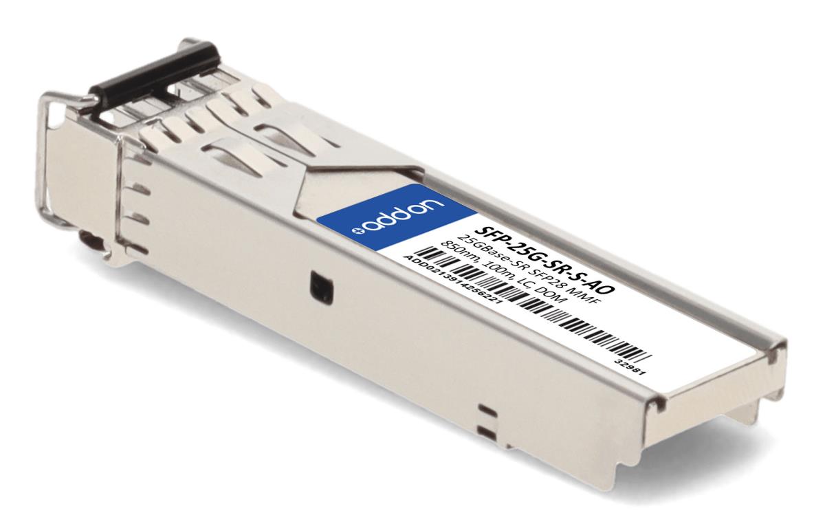 AddOn - SFP28 transceiver module (equivalent to: Cisco SFP-25G-SR-S) - 25GbE - 25GBase-SR - LC multi-mode - up to 100 m - 850 nm - TAA Compliant thumbnail