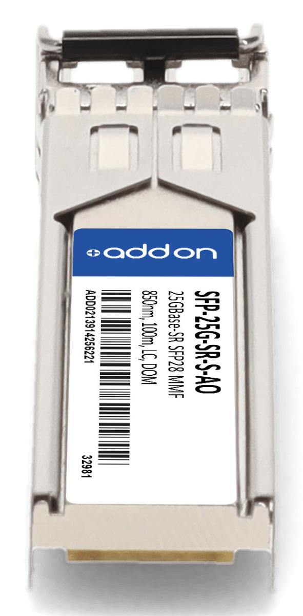 AddOn - SFP28 transceiver module (equivalent to: Cisco SFP-25G-SR-S) - 25GbE - 25GBase-SR - LC multi-mode - up to 100 m - 850 nm - TAA Compliant thumbnail