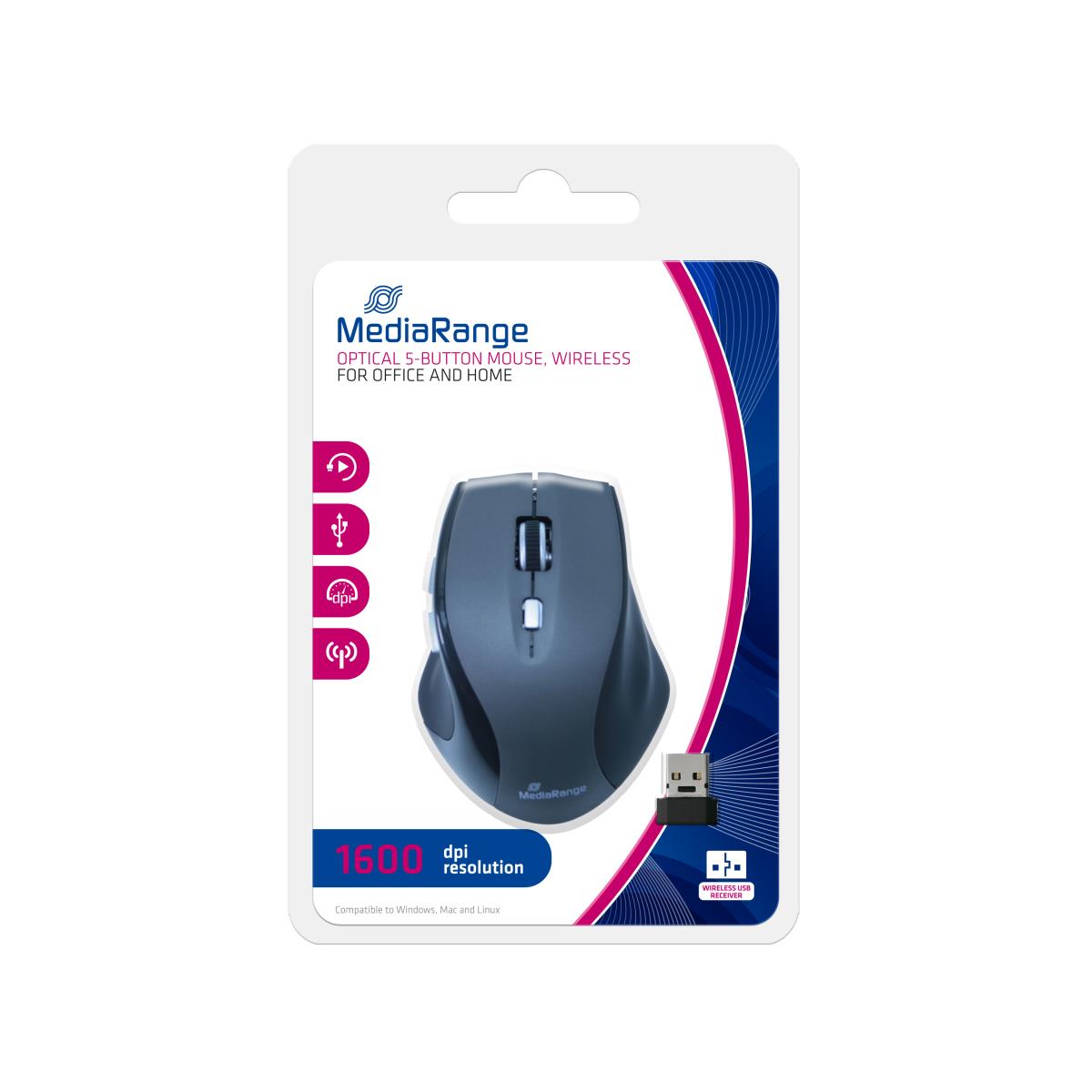 EU Product - Maus optisch 5 Tasten inkl. Scrollrad schnurlos thumbnail