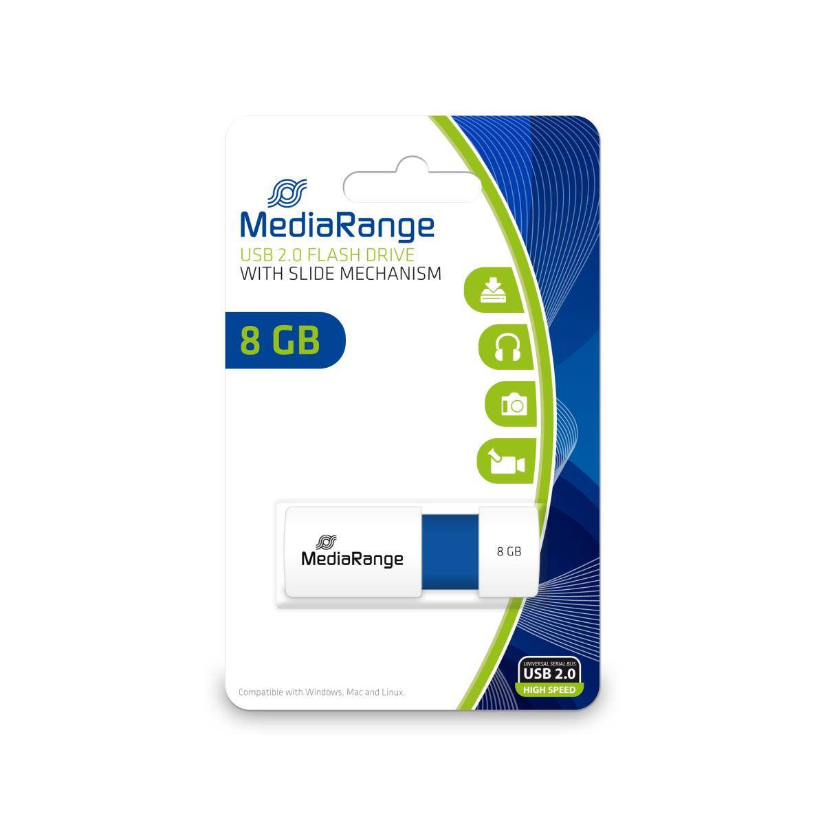 EU Product - USB-Stick  8GB USB 2.0 Slider blue thumbnail