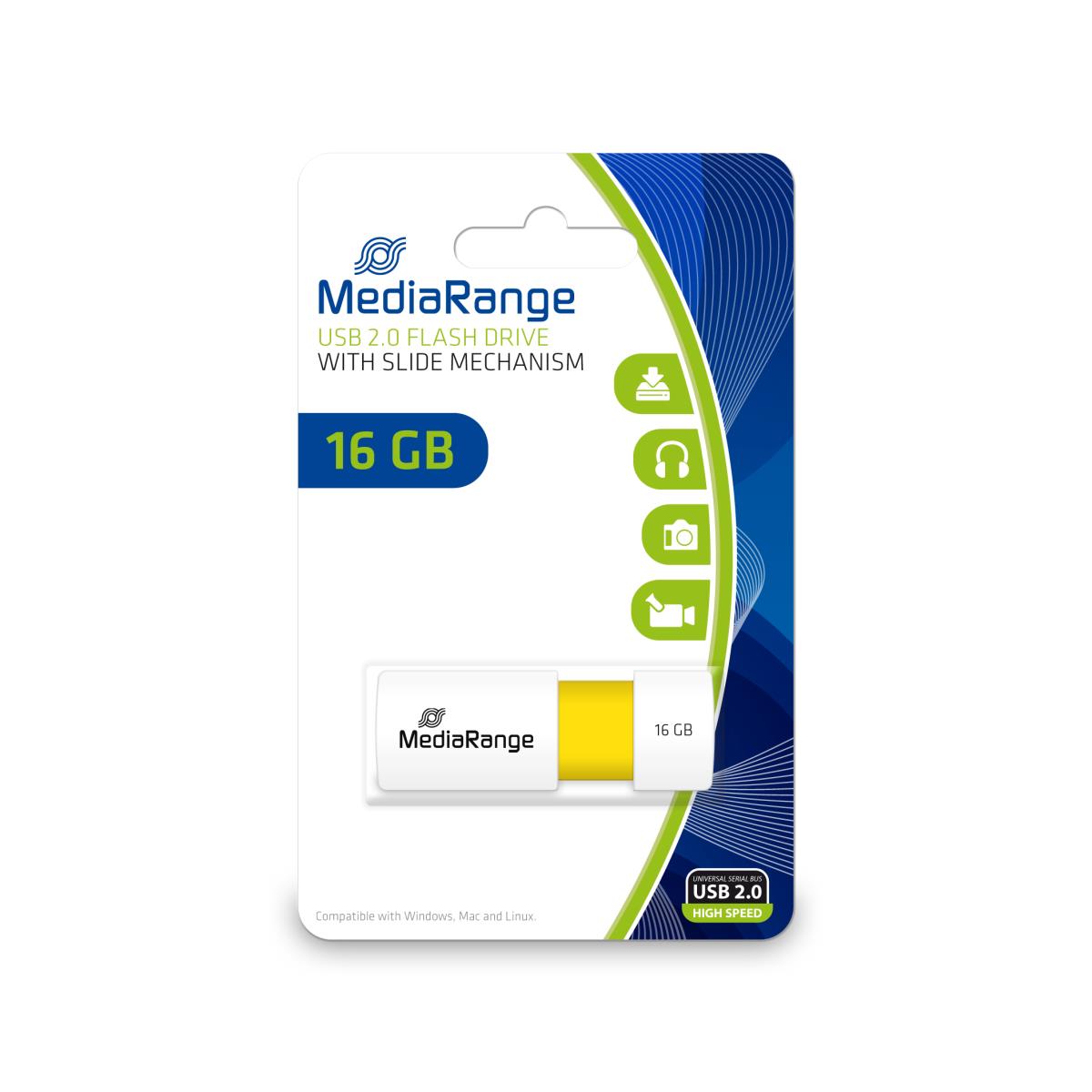 EU Product - USB-Stick 16GB USB 2.0 Slider yellow thumbnail