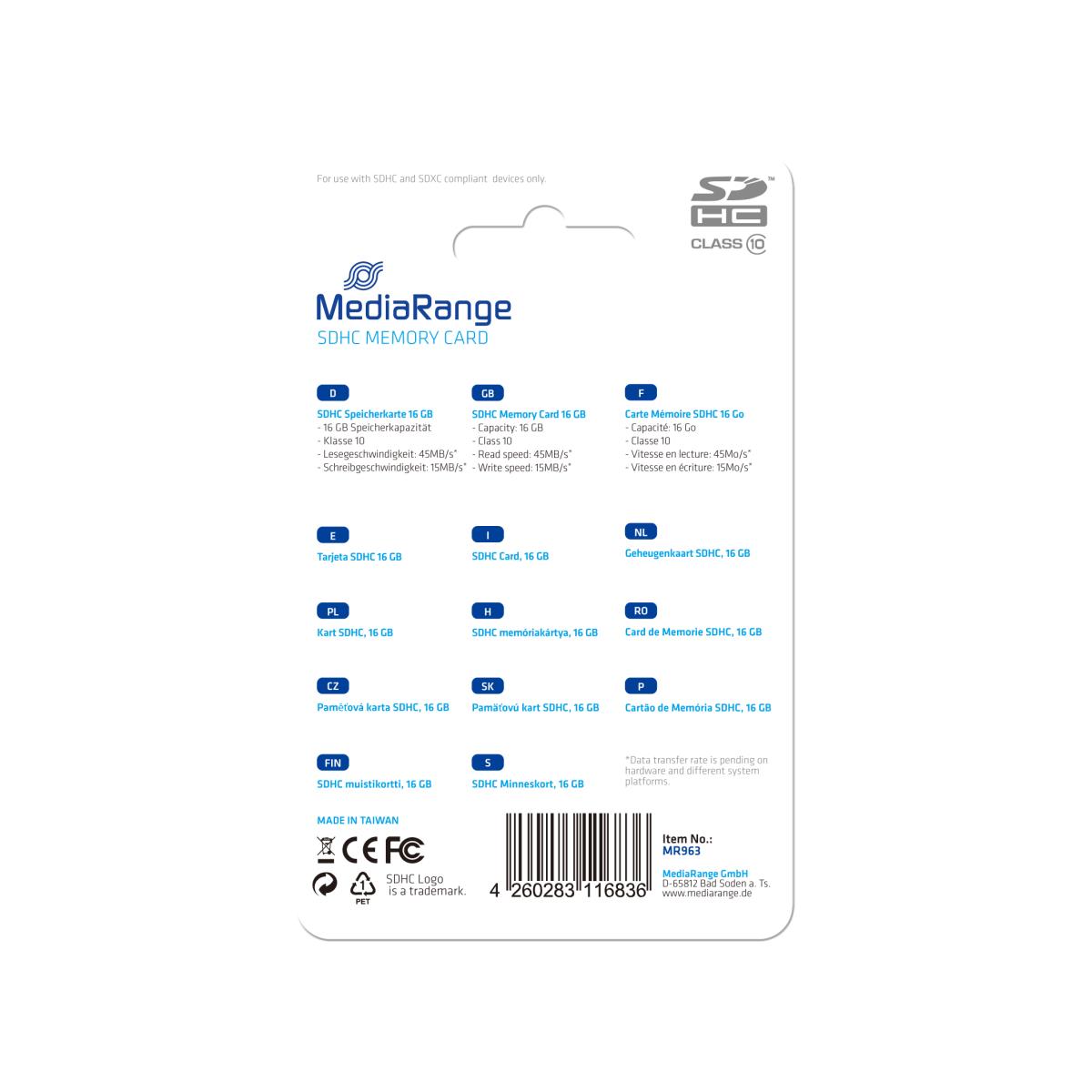 EU Product - SD Card 16GB SDHC CL.10 thumbnail