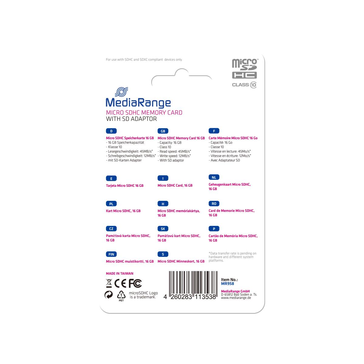EU Product - SD MicroSD Card 16GB SD CL.10 inkl. Adapter thumbnail