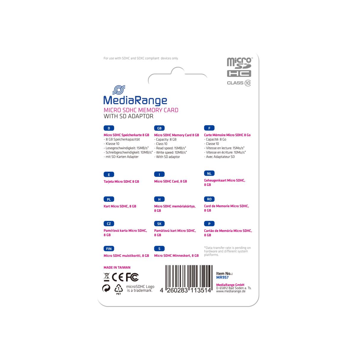 EU Product - SD MicroSD Card  8GB SD CL.10 inkl. Adapter thumbnail