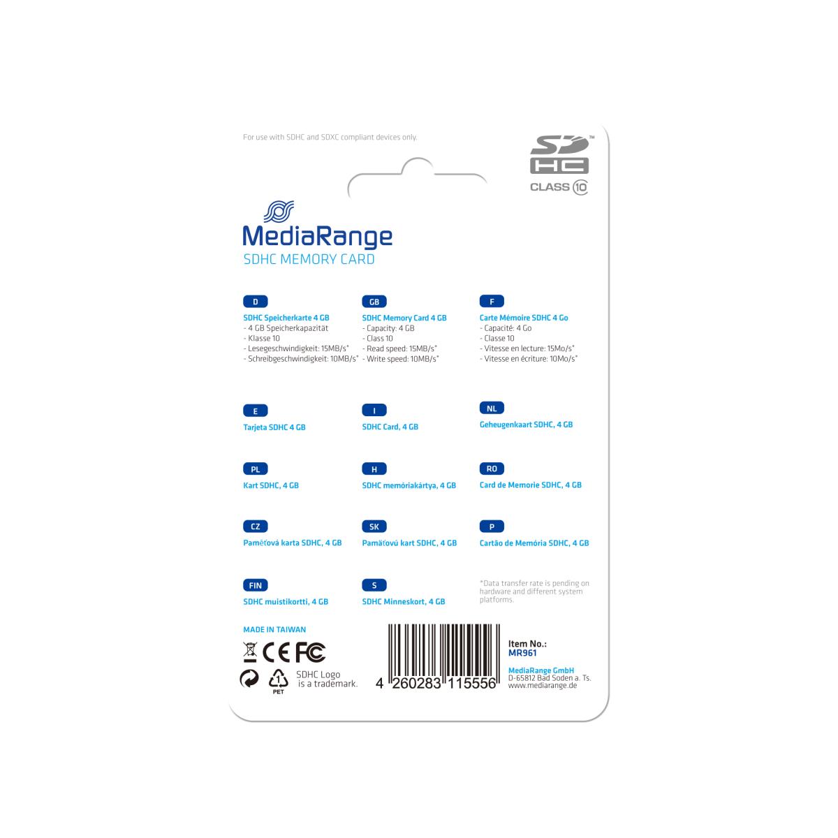 EU Product - SD Card  4GB SDHC CL.10 thumbnail