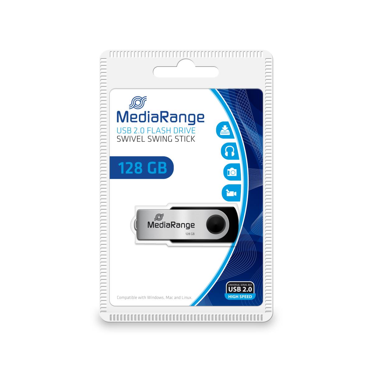 EU Product - USB-Stick 128GB USB 2.0 swivel swing thumbnail