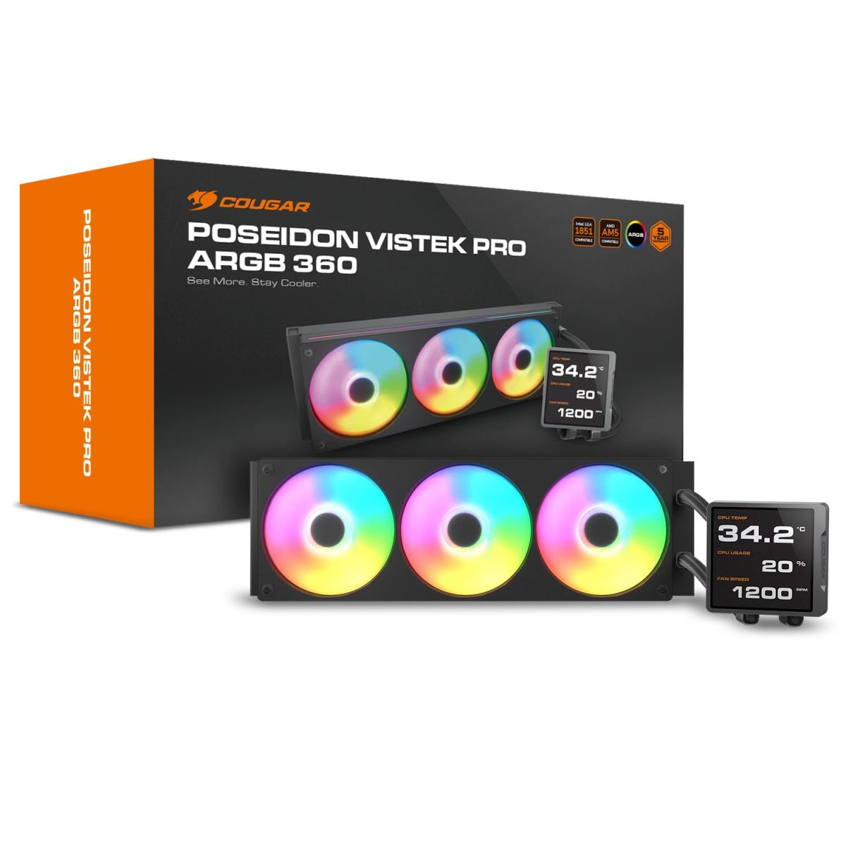 EU Product - CPU Wasserk�hlung Poseidon Vistek Pro 360,ARGB,Schw. thumbnail