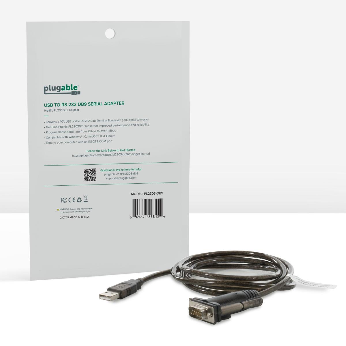 Plugable Technologies USB to Serial Adapter Compatible with Windows, Mac, Linux (RS-232/DB9 DTE Male thumbnail