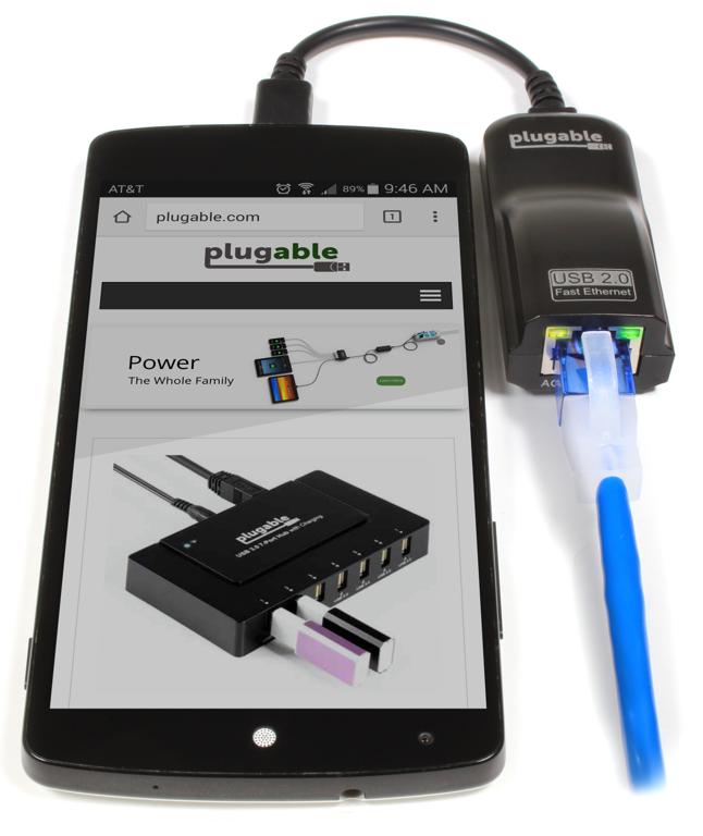 Plugable Technologies USB 2.0 OTG Micro-B to 100Mbps Fast Ethernet Adapter Compatible with Windows T thumbnail