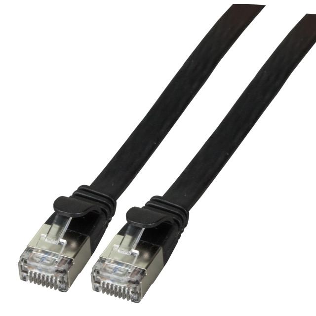 EU Product - RJ45 Flachpatchkabel U/FTP Cat.6A PVC  0.50m schwarz thumbnail