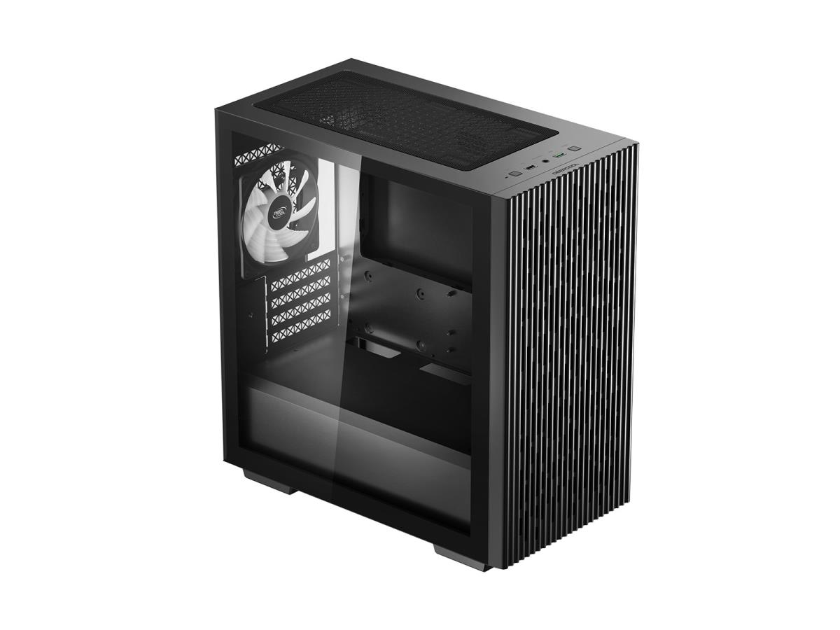 MATREXX 40 3FS Case, Gaming, Black, Micro Tower, 1 x USB 3.0 / 1 x USB 2.0, Tempered Glass Side Window Panel, Mesh Front Panel for Optimized Airflow, Tri-Colour LED Fans, Micro ATX, Mini-ITX thumbnail