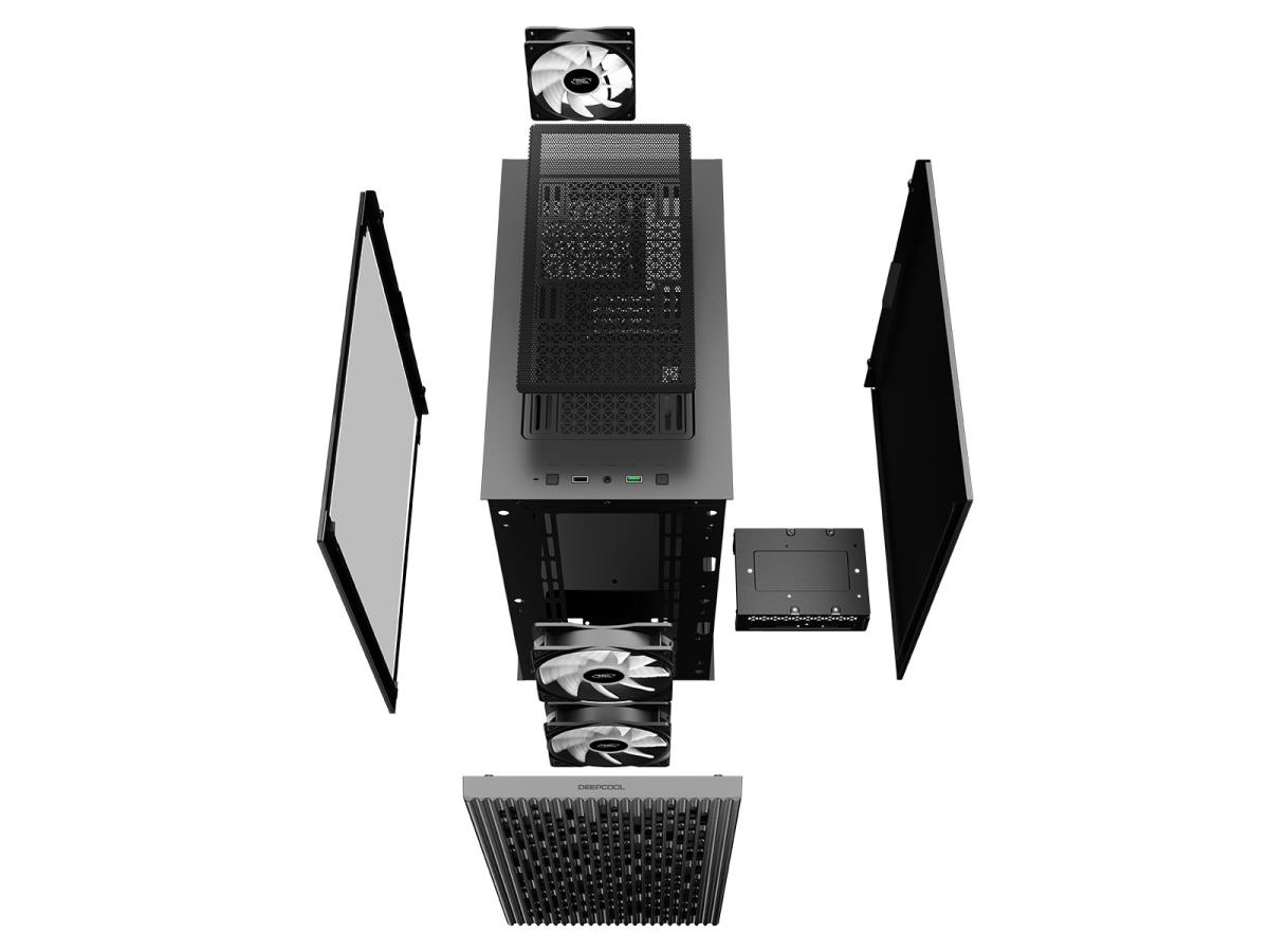 MATREXX 40 3FS Case, Gaming, Black, Micro Tower, 1 x USB 3.0 / 1 x USB 2.0, Tempered Glass Side Window Panel, Mesh Front Panel for Optimized Airflow, Tri-Colour LED Fans, Micro ATX, Mini-ITX thumbnail
