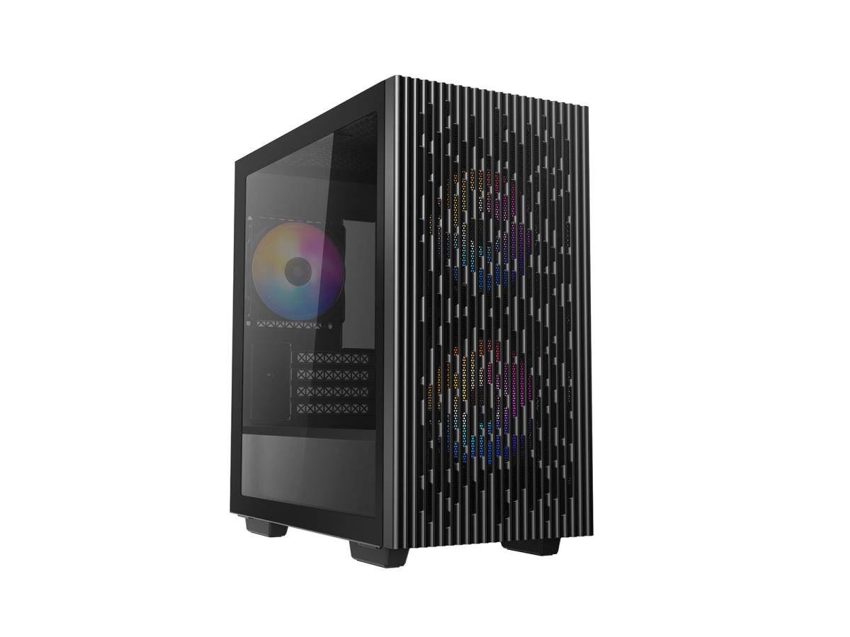 MATREXX 40 3FS Case, Gaming, Black, Micro Tower, 1 x USB 3.0 / 1 x USB 2.0, Tempered Glass Side Window Panel, Mesh Front Panel for Optimized Airflow, Tri-Colour LED Fans, Micro ATX, Mini-ITX thumbnail