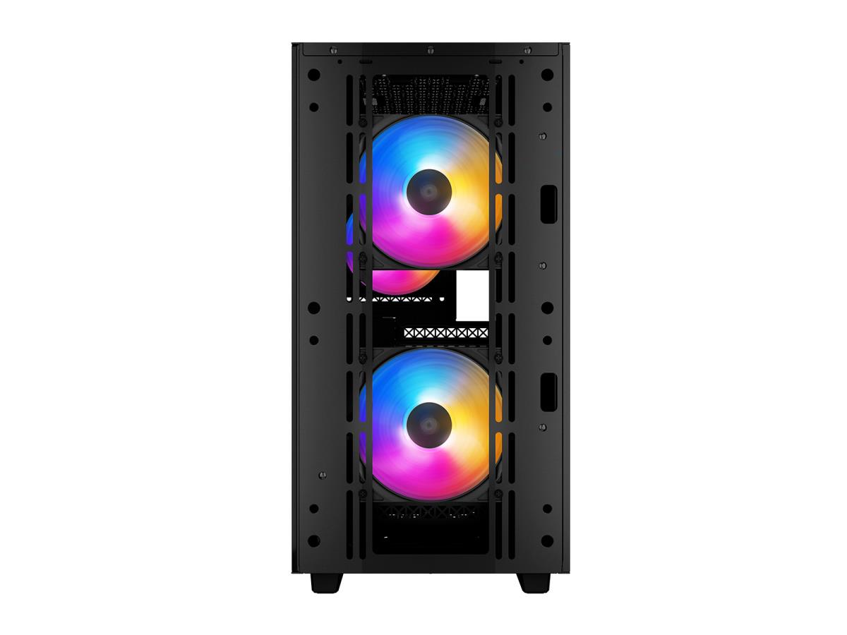 MATREXX 40 3FS Case, Gaming, Black, Micro Tower, 1 x USB 3.0 / 1 x USB 2.0, Tempered Glass Side Window Panel, Mesh Front Panel for Optimized Airflow, Tri-Colour LED Fans, Micro ATX, Mini-ITX thumbnail