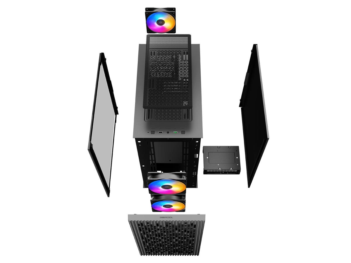 MATREXX 40 3FS Case, Gaming, Black, Micro Tower, 1 x USB 3.0 / 1 x USB 2.0, Tempered Glass Side Window Panel, Mesh Front Panel for Optimized Airflow, Tri-Colour LED Fans, Micro ATX, Mini-ITX thumbnail