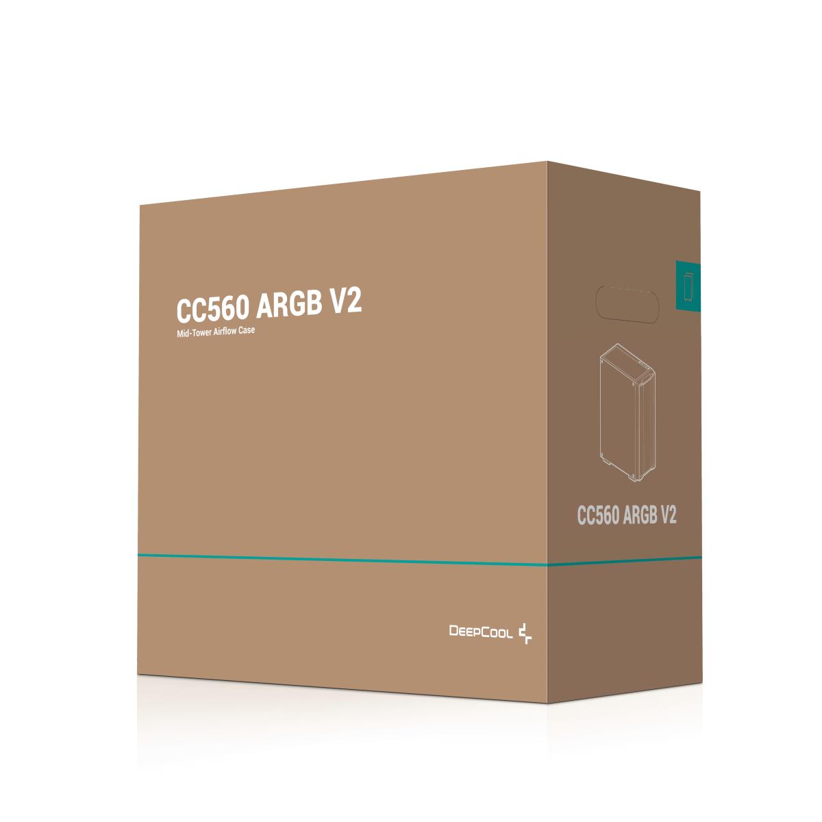 CC560 ARGB V2 Case, Gaming, Black, Mid Tower, 1 x USB 3.0 / 1 x USB 2.0, Tempered Glass Side Window Panel, Abundant Airflow Performance, Addressable RGB LED Fans, ATX, Micro ATX, Mini-ITX thumbnail