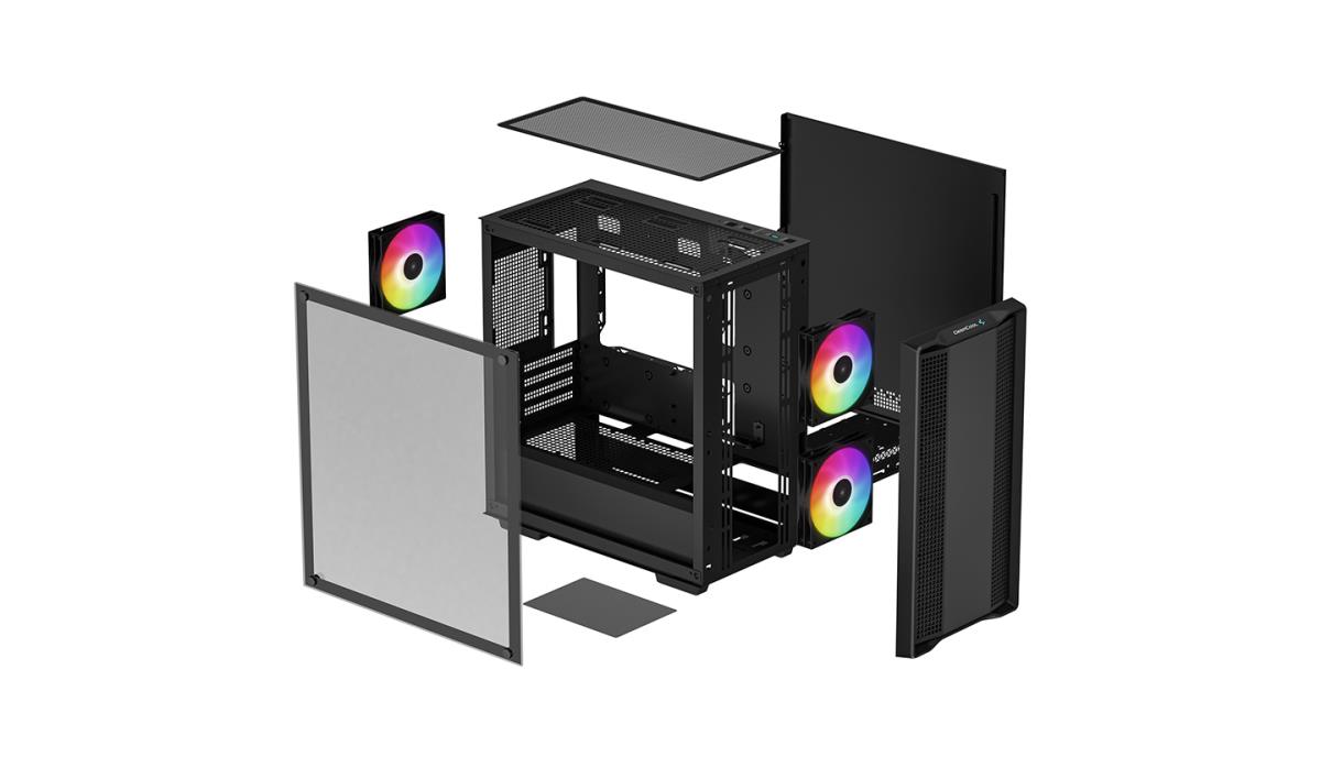 CC360 ARGB, Black, Mini Tower Chassis w/ Tempered Glass Window, 3x 120mm ARGB Fans, USB 3.0, mATX/mITX thumbnail
