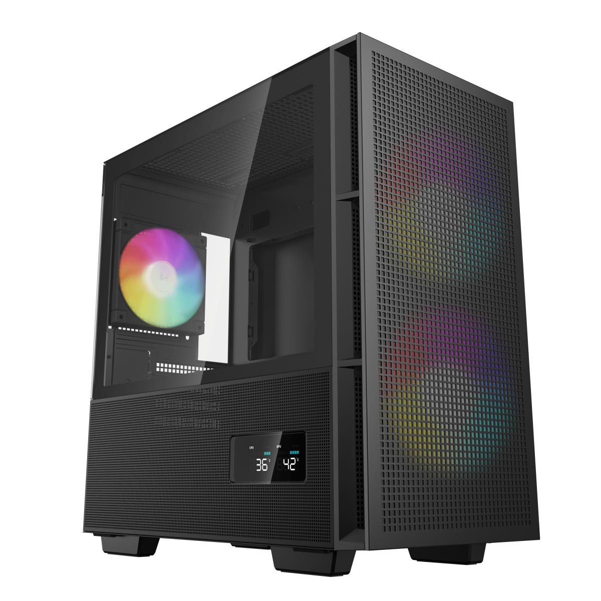 CH360 Digital Gaming Case Black Mid Tower with Tempered Glass Side Window Panel, Advanced Cooling, USB 3.0/USB-C Ports, Pre-Installed Fans, Micro ATX/Mini-ITX thumbnail