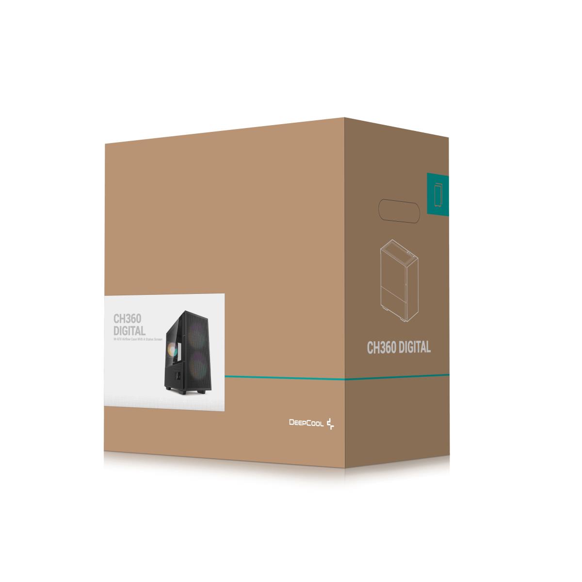 CH360 Digital Gaming Case Black Mid Tower with Tempered Glass Side Window Panel, Advanced Cooling, USB 3.0/USB-C Ports, Pre-Installed Fans, Micro ATX/Mini-ITX thumbnail