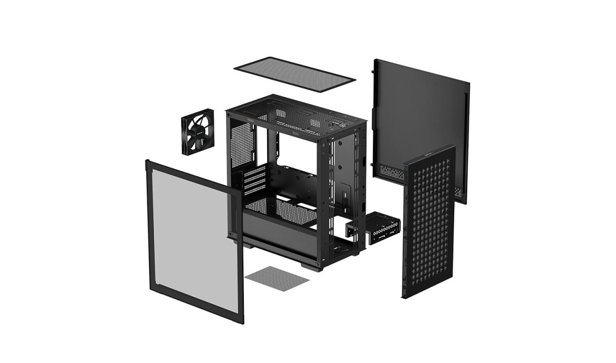 CH370, Black, Mini Tower Chassis w/ Tempered Glass Window, 1x 120mm Fan, 2x USB 3.0, mATX/mITX thumbnail
