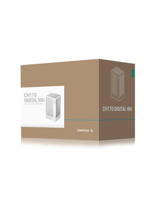 CH170 Digital White Mini-ITX Case - High Airflow, Supports Water Cooling, Ultra-Quiet Operation, Compact Design for Efficient Space Management thumbnail