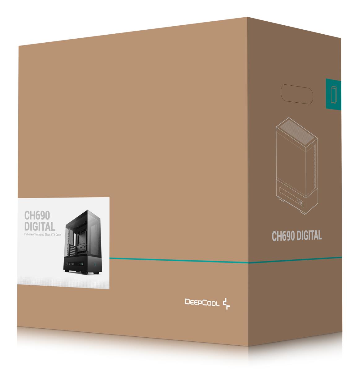 CH690 Digital ATX Mid-Tower Case, High-Airflow PC Case with Semi-Glass Panel, USB-C Port, Support for 420mm Radiator, 450mm GPU, ATX PSU, Black thumbnail