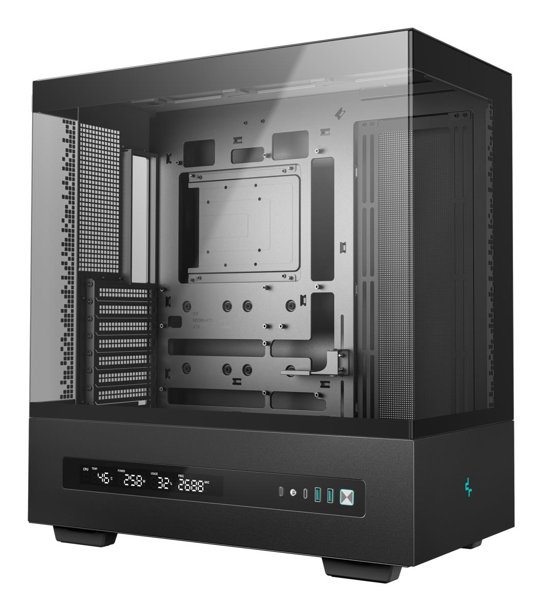 CH690 Digital ATX Mid-Tower Case, High-Airflow PC Case with Semi-Glass Panel, USB-C Port, Support for 420mm Radiator, 450mm GPU, ATX PSU, Black thumbnail