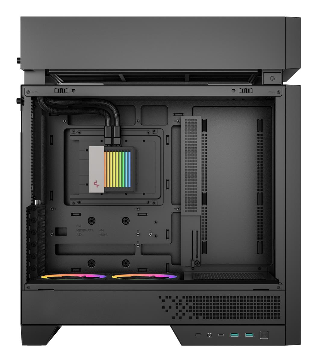 CL6600 ARGB Modular Split-Chamber Mid-Tower ATX Case, Tempered Glass Panels,  Pre-installed 360mm ARGB Liquid Cooler, 2 x FL12R  SE ARGB Fans, USB 3.0, Mini-ITX/Mico-ATX/ATX, Black thumbnail