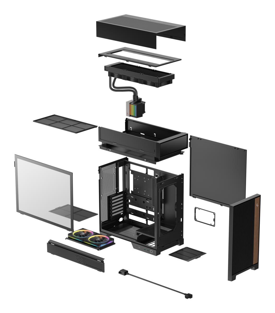 CL6600 ARGB Modular Split-Chamber Mid-Tower ATX Case, Tempered Glass Panels,  Pre-installed 360mm ARGB Liquid Cooler, 2 x FL12R  SE ARGB Fans, USB 3.0, Mini-ITX/Mico-ATX/ATX, Black thumbnail