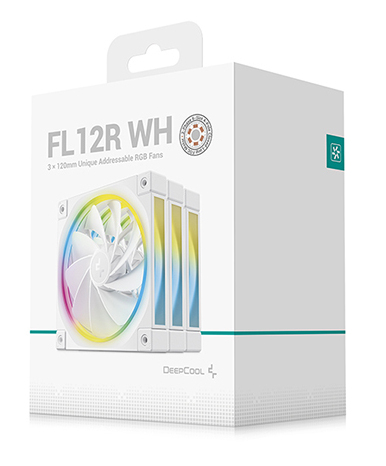FL12 120mm PWM 3 Pack Reverse White Fan - High Performance, Low Noise, Fluid Dynamic Bearing, 36 ARGB LEDs, 500-2150 RPM, 55 CFM Airflow, 4-Pin PWM Control thumbnail