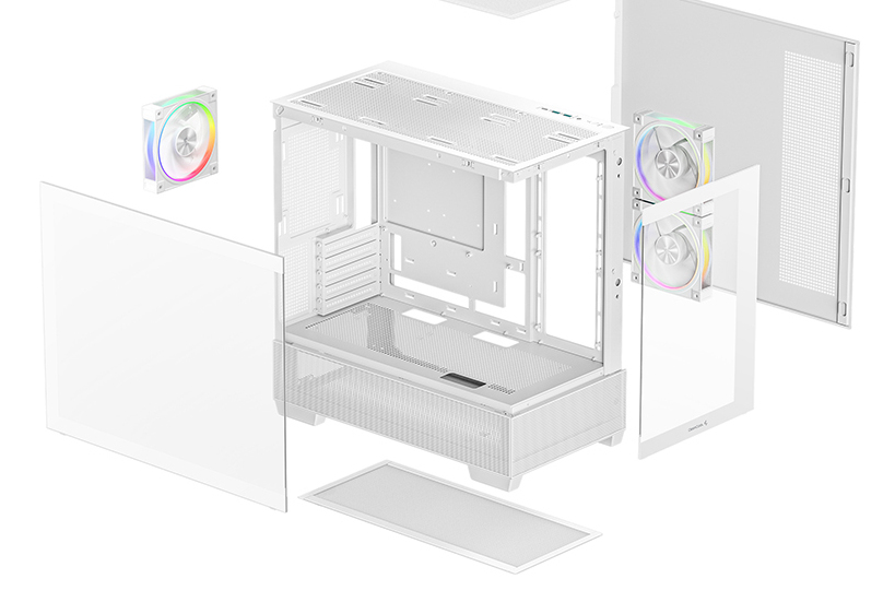 CG380 3F Micro-ATX Gaming Case White  Panoramic Tempered Glass Side Panel, Mesh Airflow Front, 3 Pre-Installed ARGB Fans, USB-C & USB-A Front I/O, Spacious SFF/mATX/ITX Build Support thumbnail