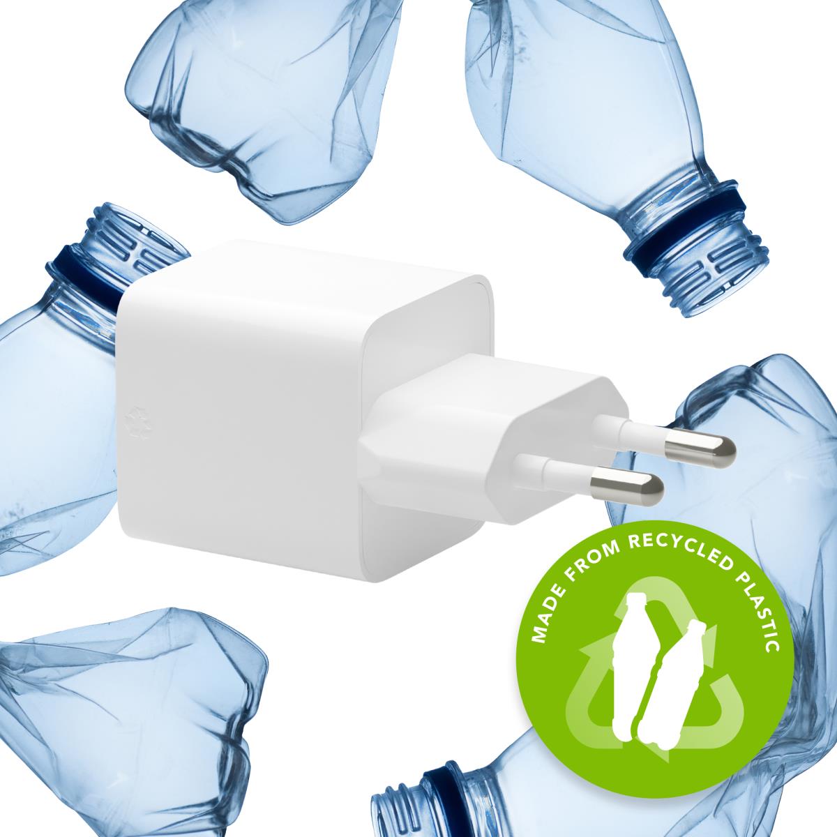 re-charge - Power adapter - 30 watt - PD - 2 output connectors (USB, USB-C) - white - Europe thumbnail
