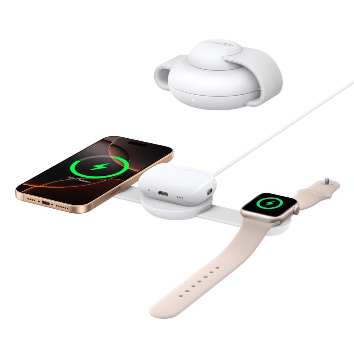 QI2 3IN1 WIRELES TRAVEL CHARG 15W WH thumbnail
