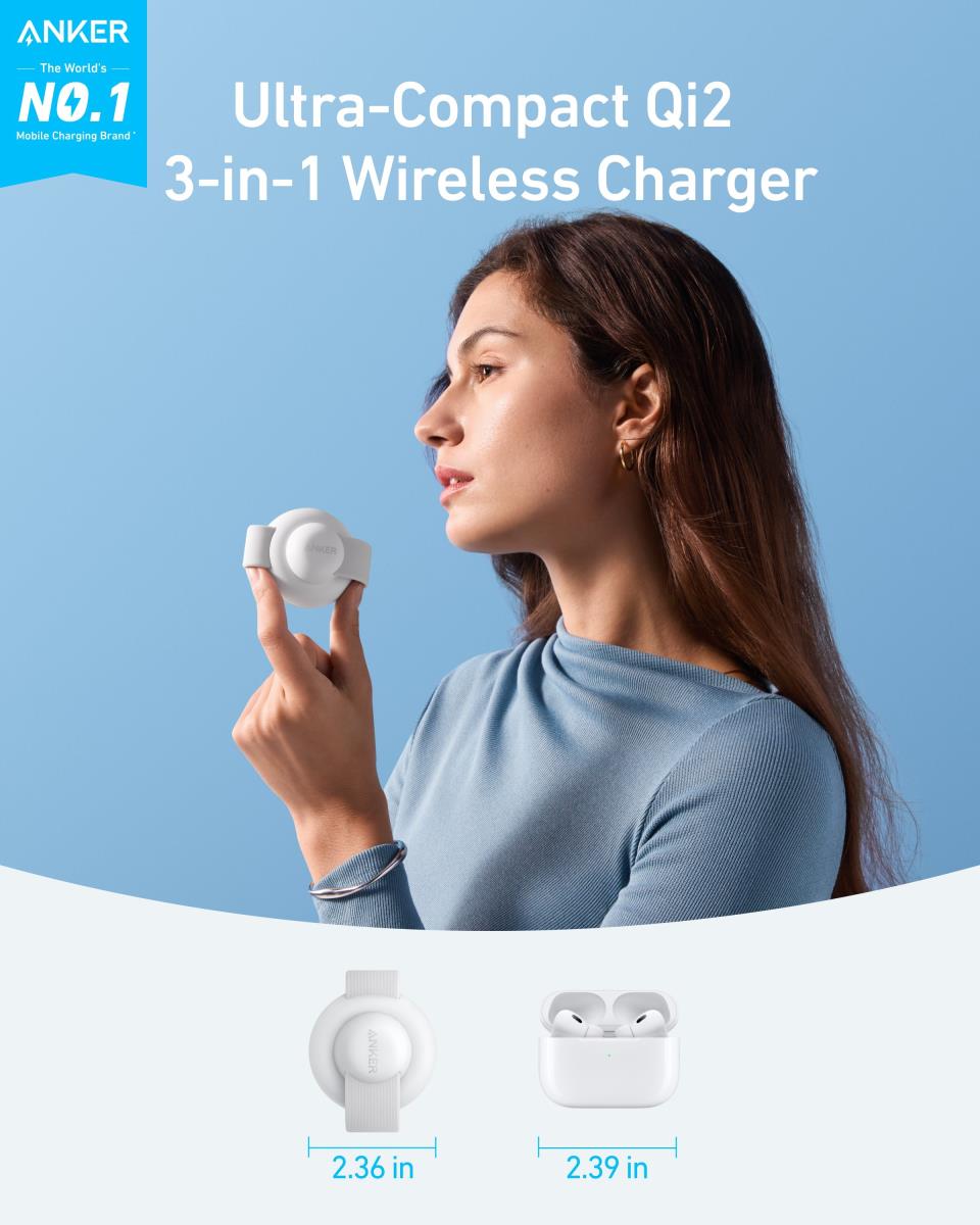 QI2 3IN1 WIRELES TRAVEL CHARG 15W WH thumbnail