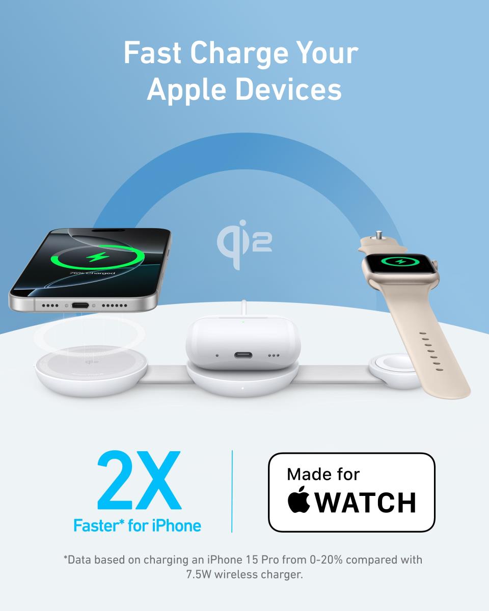 QI2 3IN1 WIRELES TRAVEL CHARG 15W WH thumbnail