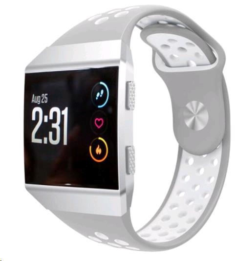 EU Product - Ionic Silicone watch strap - Gray, white thumbnail